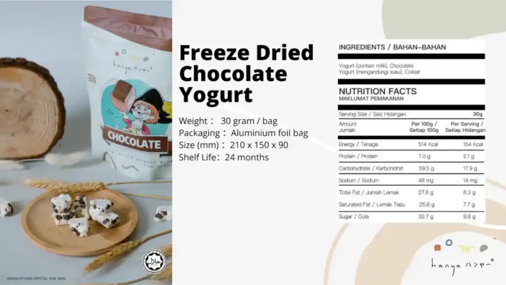Hanya Freeze Dried Yogurt Bites CHOCOLATE-NUTRITION FACTS