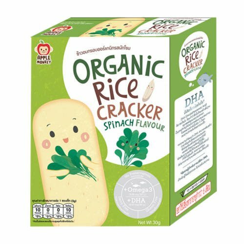 Apple Monkey Organic Rice Cracker SPINACH