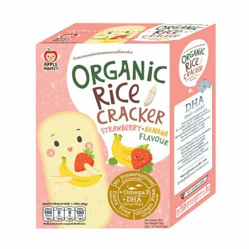 Apple Monkey Organic Rice Cracker STRAWBERRY & BANANA