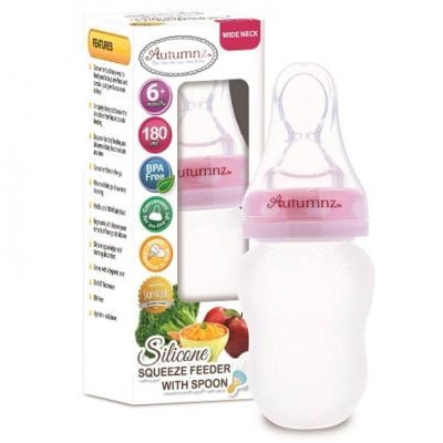 Autumnz Silicone Squeeze Feeder With Spoon PINK