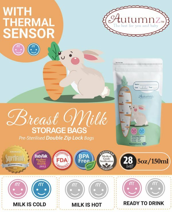 Autumnz Thermal Sensor Breastmilk Storage Bags 5oz - 28pcs-Descriptions