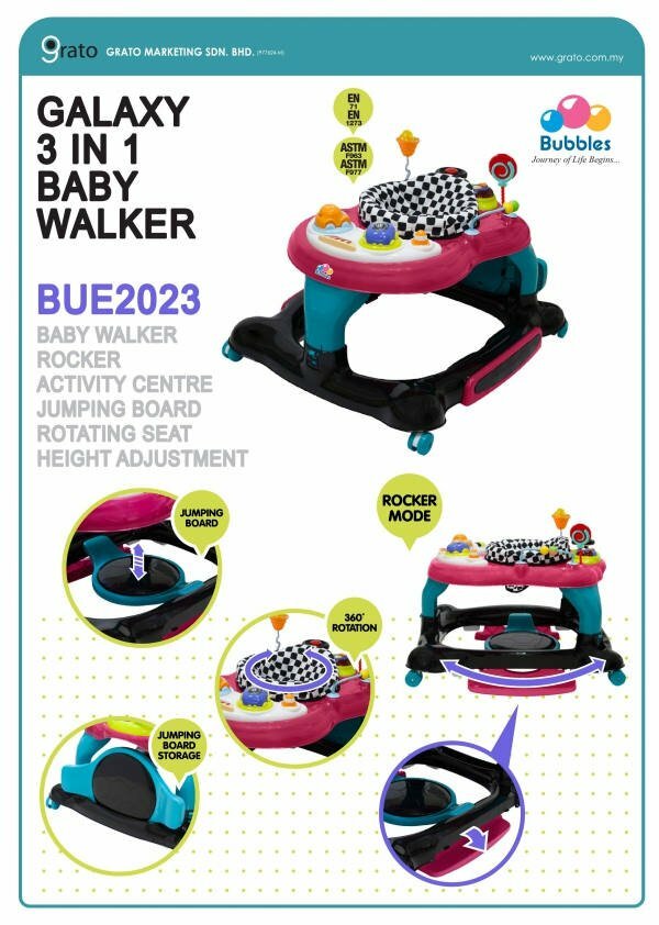 Bubbles 3-in-1 Baby Walker Product Descriptions