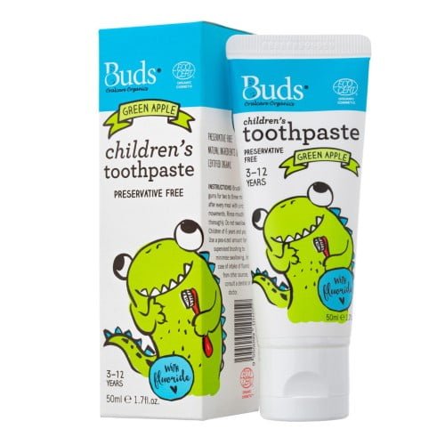 Buds Organics Children's Toothpaste With Fluoride 50ml Green Apple