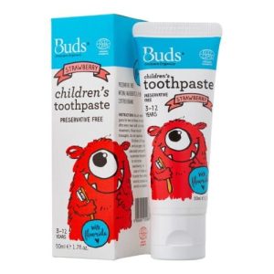 Buds Organics Children's Toothpaste With Fluoride 50ml Strawberry