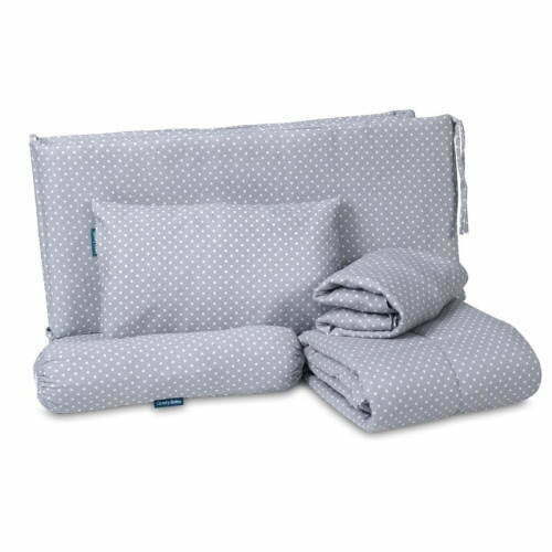 Comfy Baby 6-in-1 Bedding Set GREY POLKA DOT