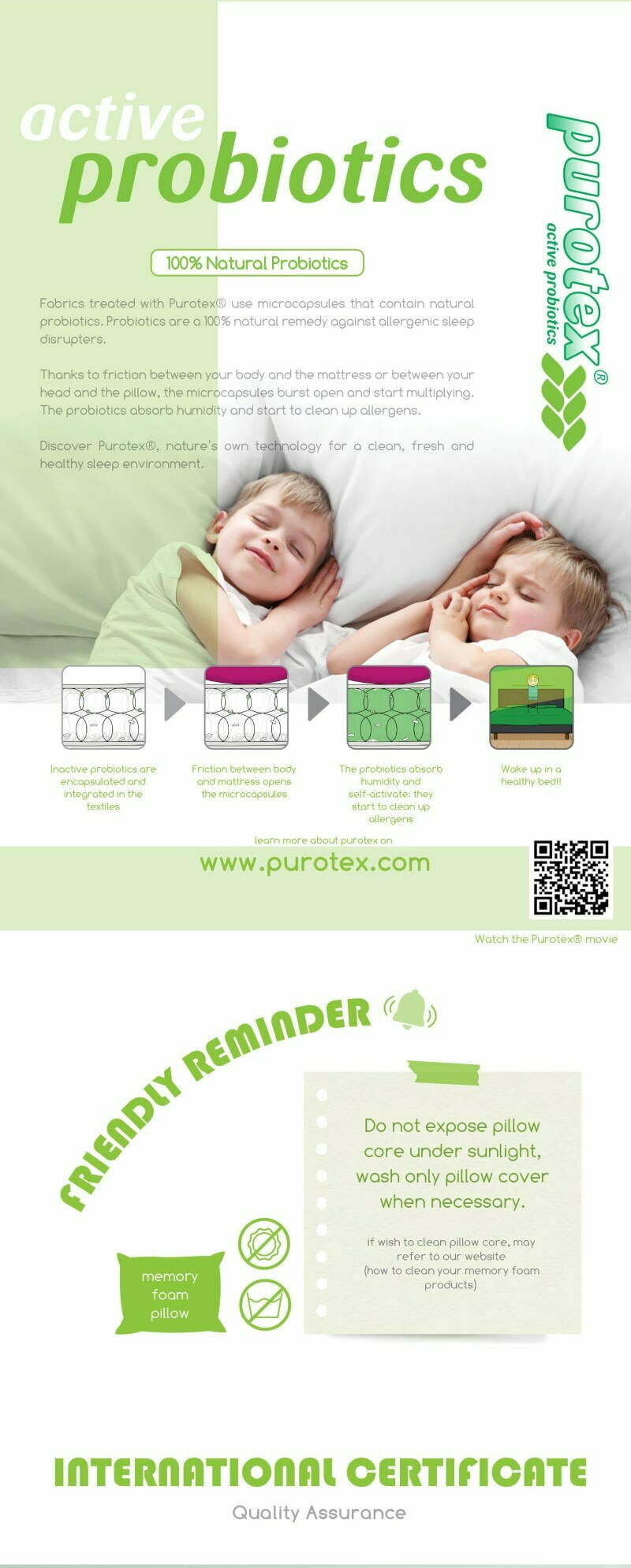 Comfy Baby Purotex Memory Foam Pillow Descriptions