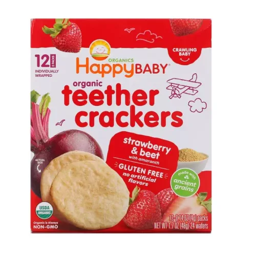 Happy Baby Organic Teethers Crackers STRAWBERRY & BEET