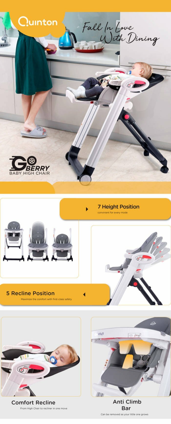 Quinton Go Berry Highchair Descriptions