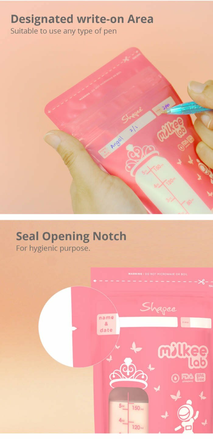 Shapee Breastmilk Storage Bag Product Descriptions