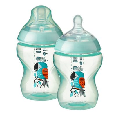 Tommee Tippee PP Tinted Feeding Bottle With Super Soft Teat TWIN PACK GREEN PARROT
