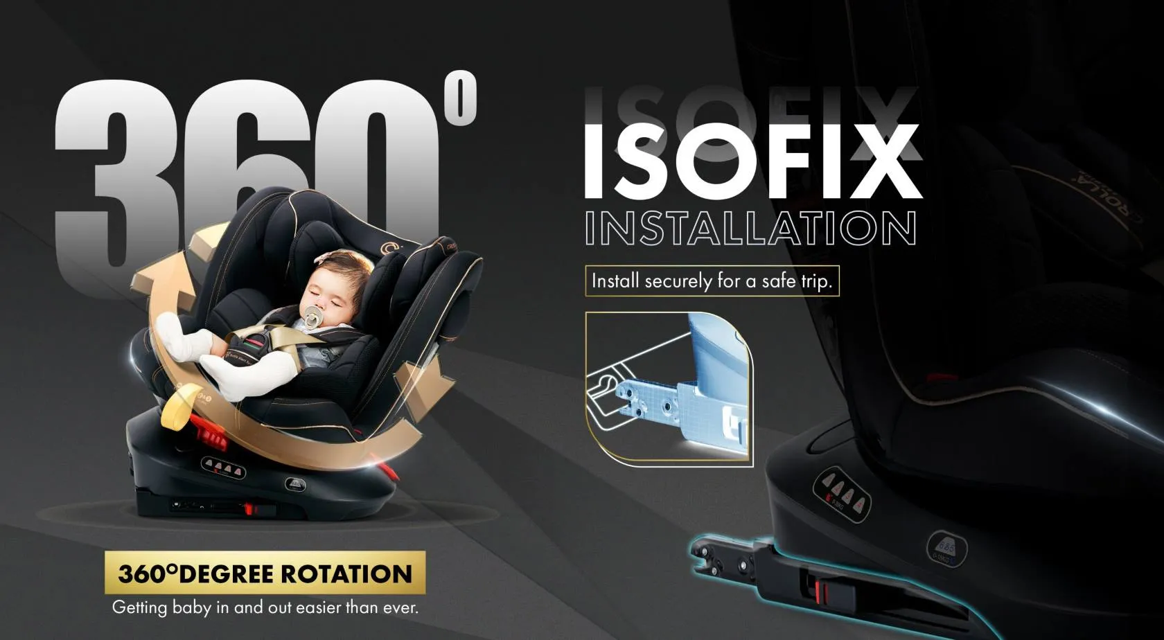 Crolla Nex360 Spin Isofix Car Seat GOLD