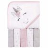 Hudson Baby Hooded Towel & Wash Cloths PINK UNICORN 57847