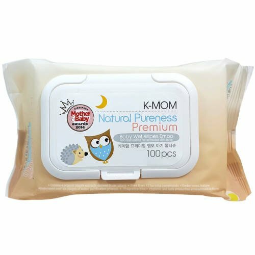 K-Mom Baby Wet Wipes Naturefree Premium Embo 100pcs Brown