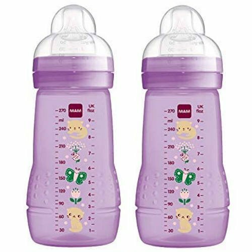 MAM Easy Active Baby Bottle 270ml TWIN LILAC CAT