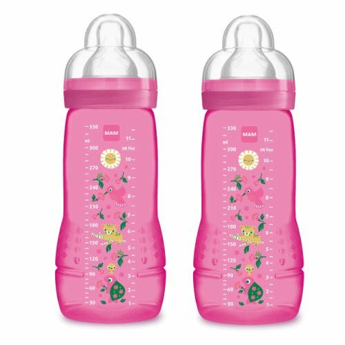 MAM Easy Active Baby Bottle 270ml TWIN PINK BIRD
