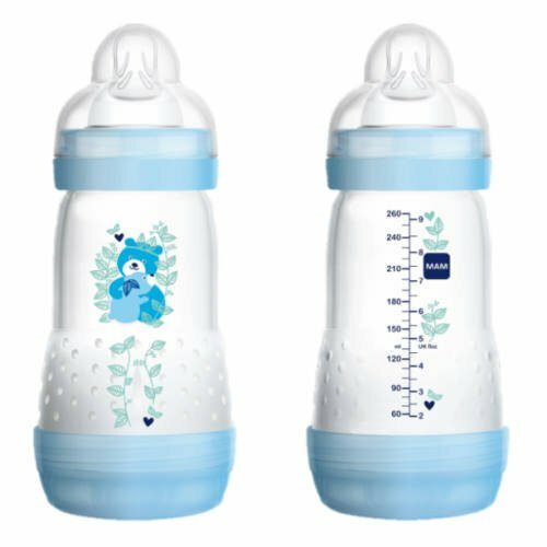 MAM Easy Start Anti-Colic Bottle 260ml TWIN BLUE HUGGING BEAR