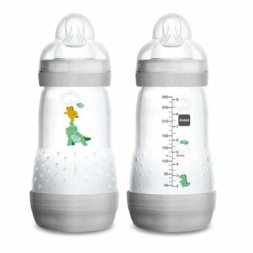 MAM Easy Start Anti-Colic Bottle 260ml TWIN GREY DINO