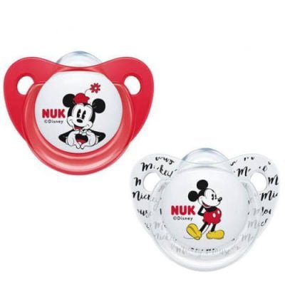 Nuk Disney Silicone Soother Plus WHITE & RED