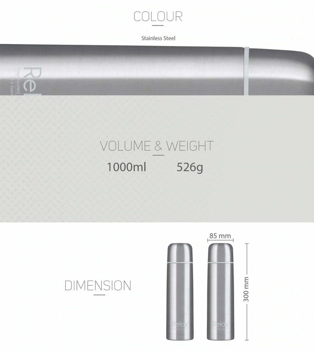 Relax Stainless Steel Classic & Signature Thermal Flask 1000ml Specs