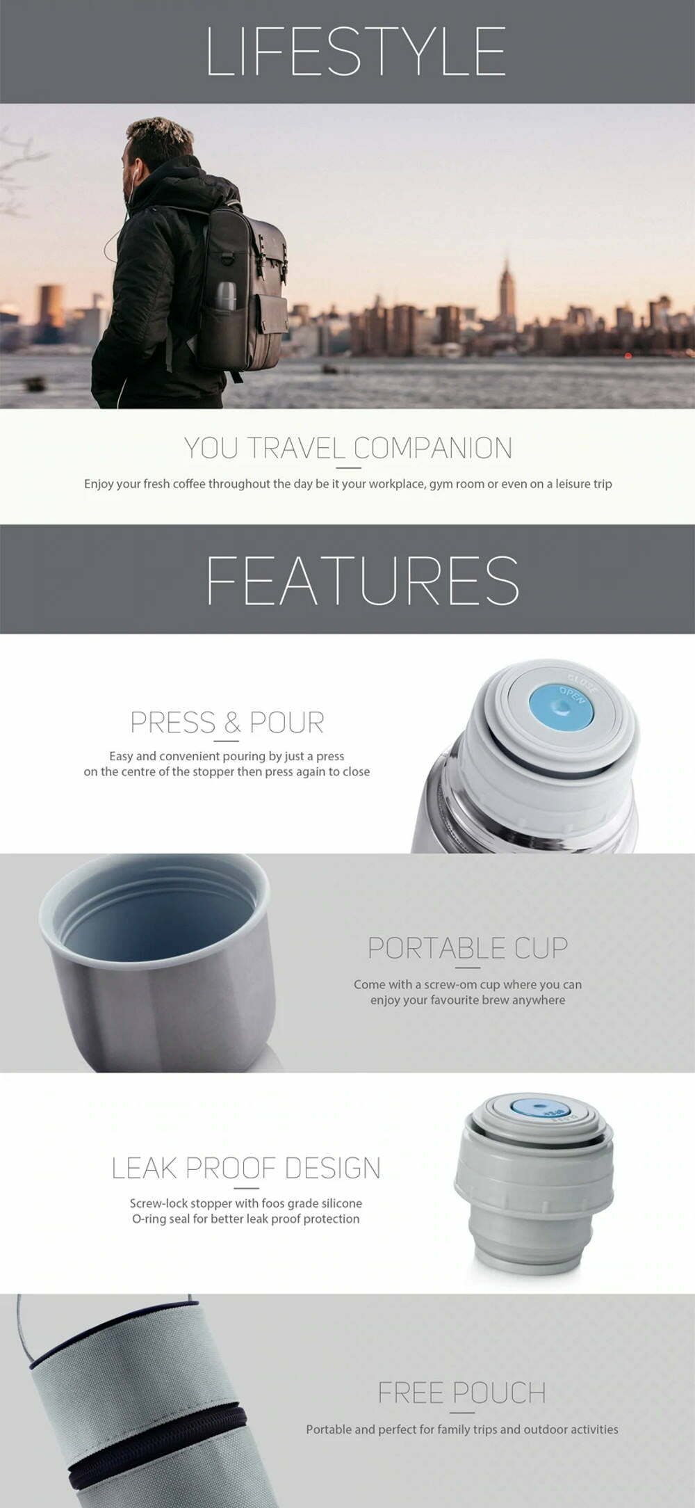 Relax Stainless Steel Classic & Signature Thermal Flask Descriptions