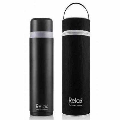 Relax Stainless Steel Thermal Flask With Pouch 1000ml BLACK