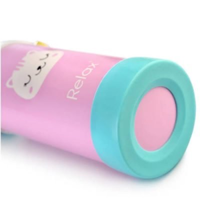 Relax Stanless Steel Kids Thermal Flask With Straw PINK CAT 1