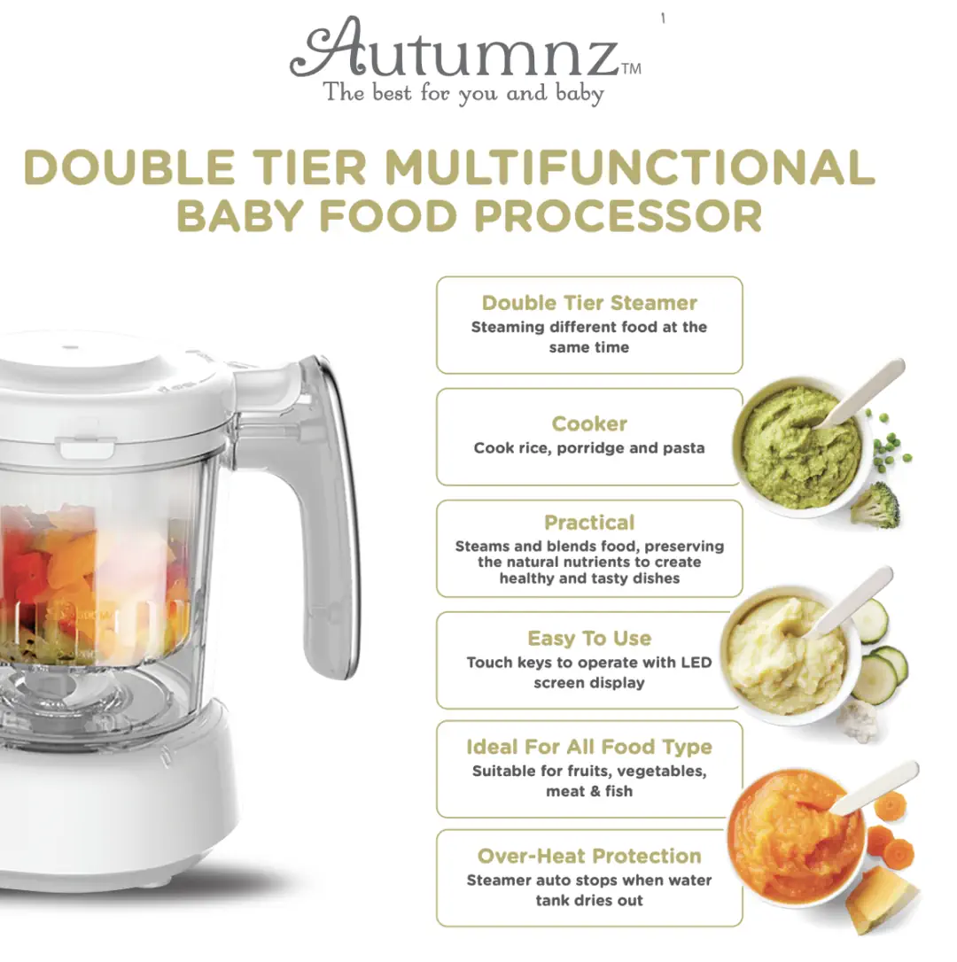 Autumnz Baby Food Processor Double Tier Multifunctional Baby Food Processor