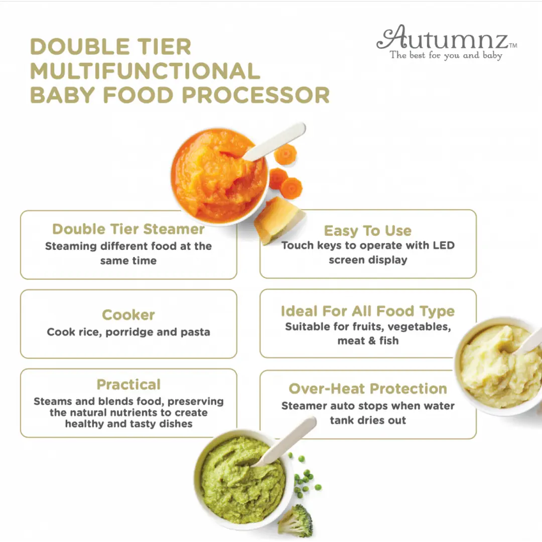 Autumnz Baby Food Processor Double Tier Multifunctional Baby Food Processor