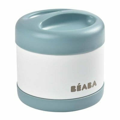 Beaba Stainless Steel Vacuum Insulated Food Jar 500ml BALTIC BLUE WHITE