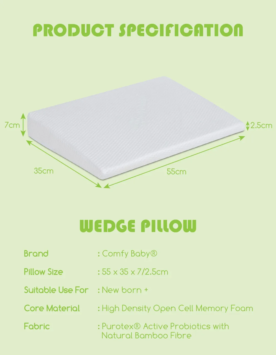 Comfy Baby Purotex Wedge Pillow