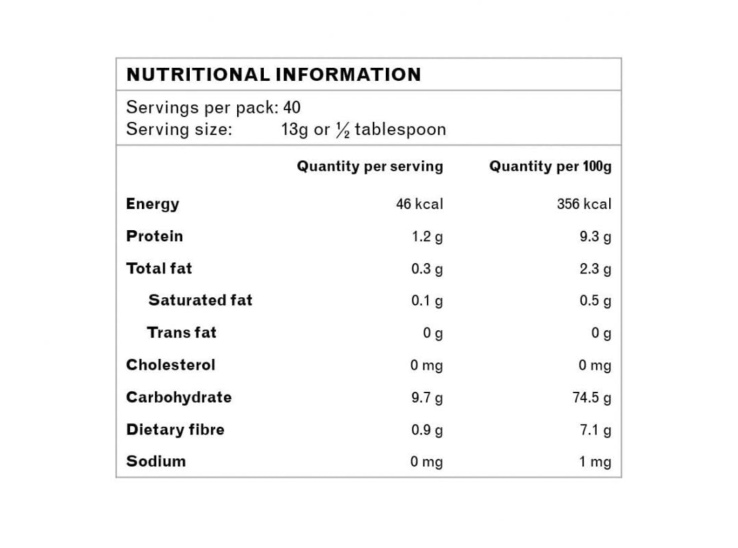 Gnubkins Baby Grains - Fibre Glider Nutrition Information