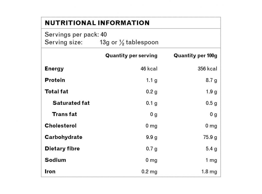 Gnubkins Baby Grains - IRON POWER Nutrition Information