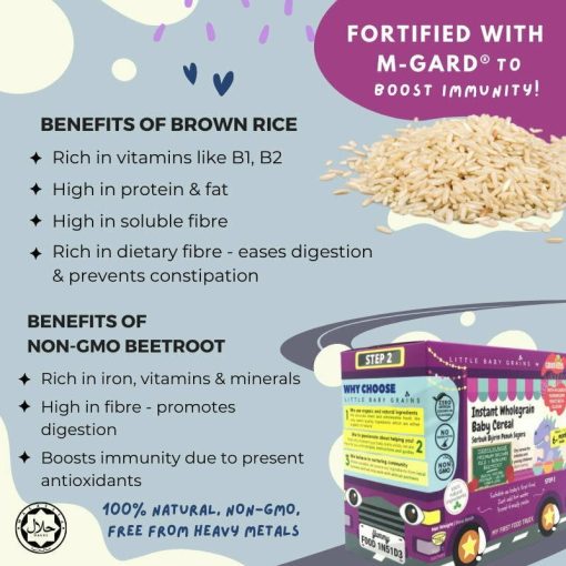 Gnubkins Premium Brown Rice and Non-GMO Beetroot Instant Cereal