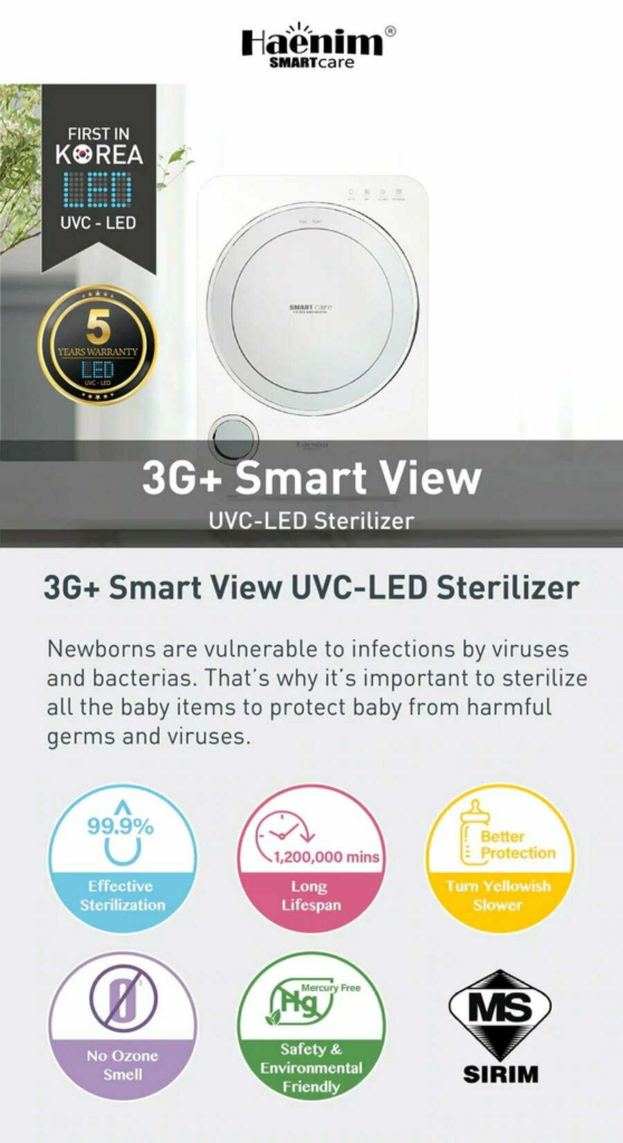 Haenim 3G+ UV Steriliser Descriptions