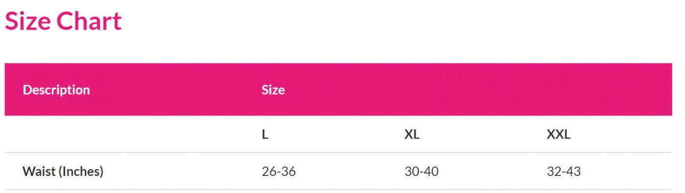 Lunavie Postpartum Abdominal Binder Size Chart