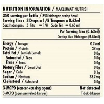 MommyJ Organic Soy Sauce Nutrition Information