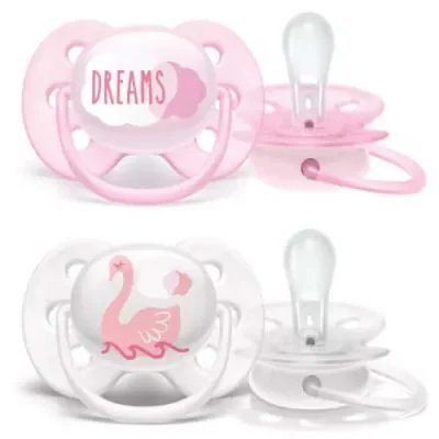 Philips Avent Pacifier Ultra Soft Orthodontic 0-6M PINK WHITE