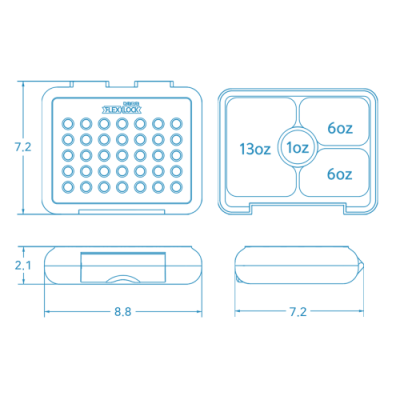 Flexnlock Lunch Box Kids Set Measurement