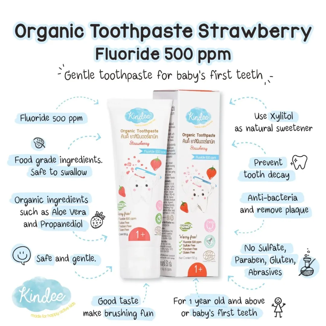 Kindee Organic Toothpaste STRAWBERRY Descriptions