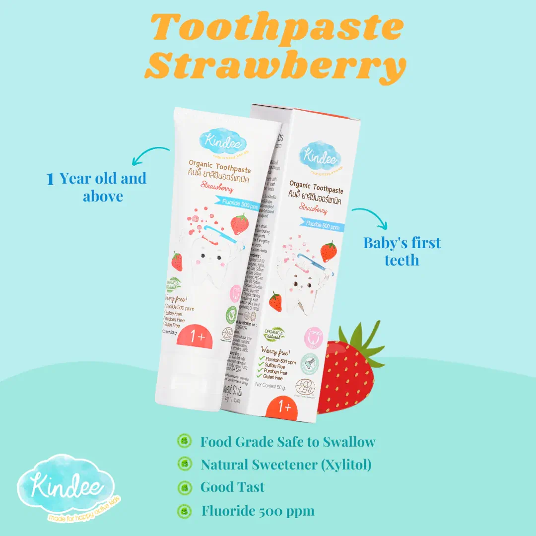 Kindee Organic Toothpaste STRAWBERRY Descriptions