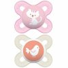MAM Pacifier Start Extra Tiny 0-2M PINK TIGER & IVORY BORD