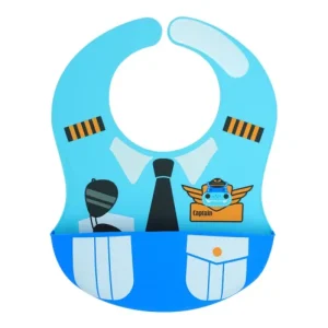 Marcus & Marcus Play Time Wide Coverage Silicone Bib LITTLE PILOT LUCAS