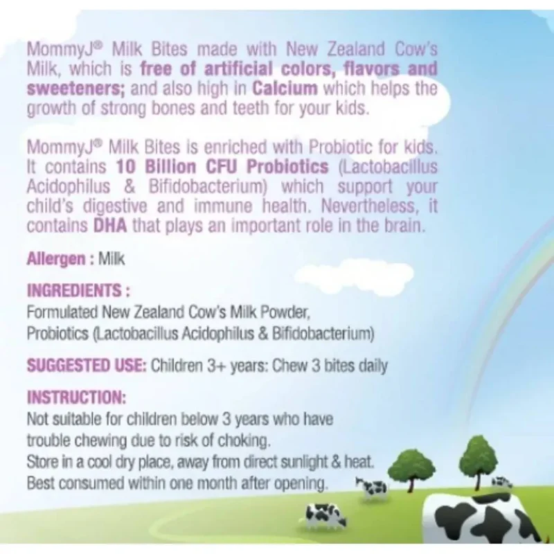 MommyJ High Calcium Probiotic Milk Bites 50 Tablets Descriptions 1