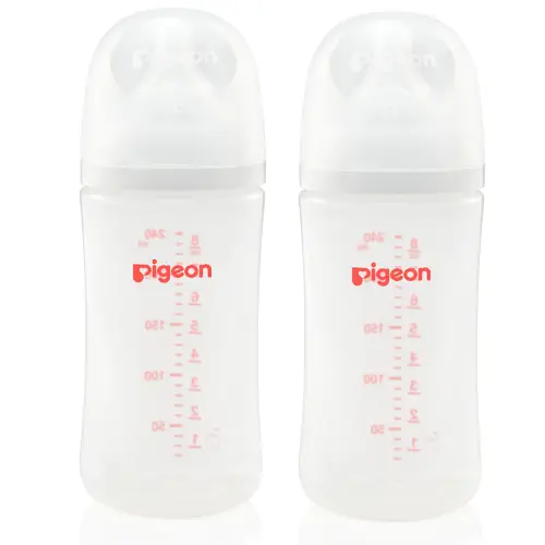 Pigeon SofTouch Wide-Neck PP Feeding Bottle 240ml TWIN PLAIN