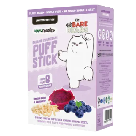 Natufoodies Organic Puff Sticks Multigrain Puff Stick Dragon Fruit & Blueberry