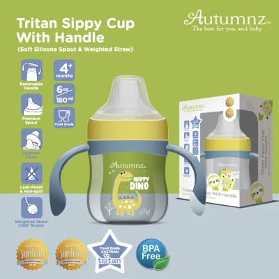 Autumnz Tritan Sippy Cup With Handle HAPPY DINO
