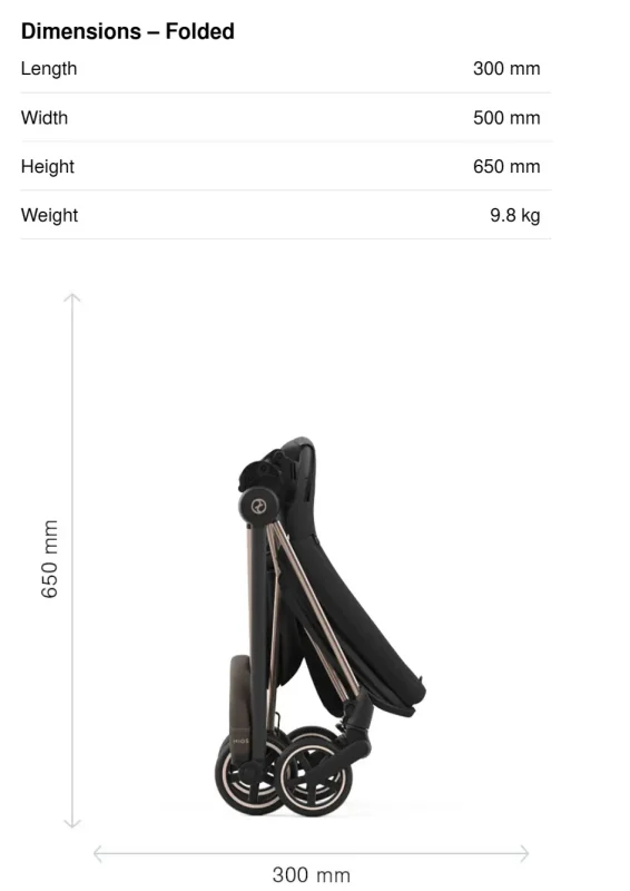 Cybex Mios Stroller Frame DIMENSION FOLDED
