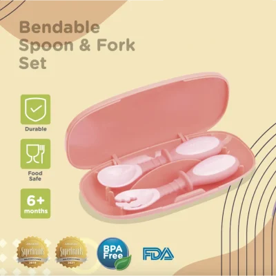 Autumnz Bendable Spoon & Fork Set PINK
