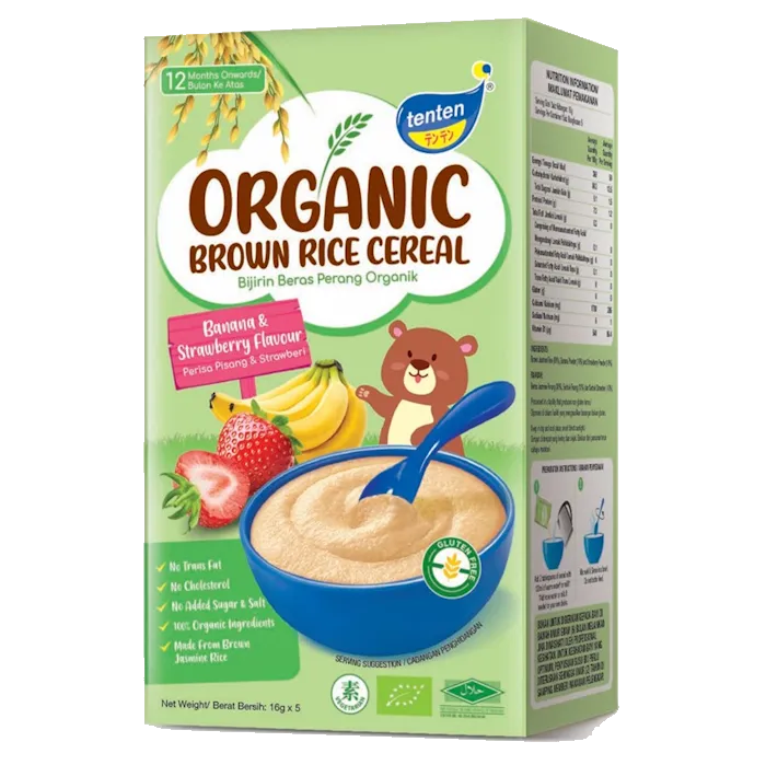 Tenten Organic Brown Rice Cereal BANANA & STRAWBERRY