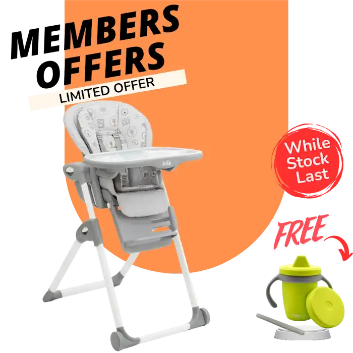 Joie: Mimzy Recline Highchair | FREE BBLUV 4 IN 1 TRANSITION SIPPY CUP